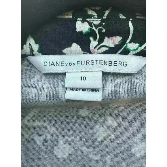 Diane von Furstenberg Amelianna 3/4 Sleeve Wrap Dress Cotton Silk Blend Sz 10 - Picture 3 of 7